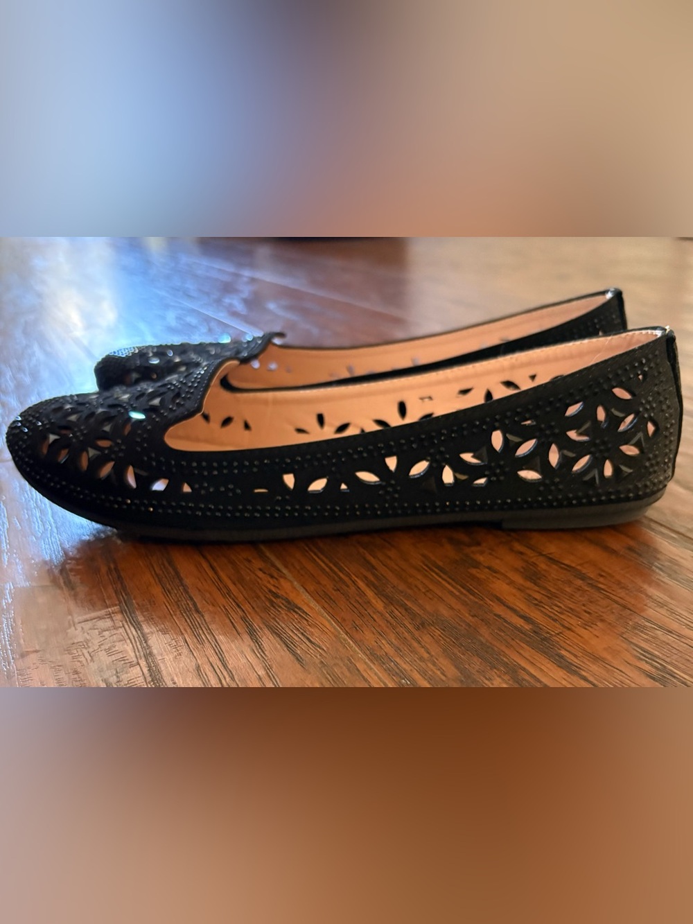 Women’s Black Rhinestone Sparkly Ballet Flats